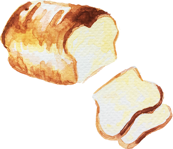 Watercolor Freshly-Baked Bread Food Dish