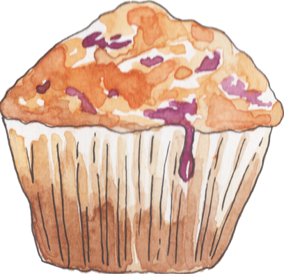 Watercolor Blueberry Muffin